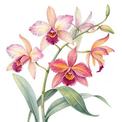 Orchid Bloom: Exquisite orchids in full bloom, showcasing vibrant colors and delicate petals, embodying the essence of nature's artistry, perfect for botanical themes and floral designs.