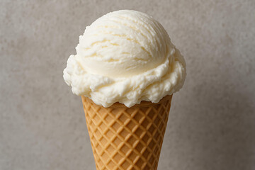 Classic creamy vanilla ice cream cone for perfect summer treat