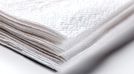 Stacked White Paper Towels on Plain Surface, CloseUp Hygiene Product