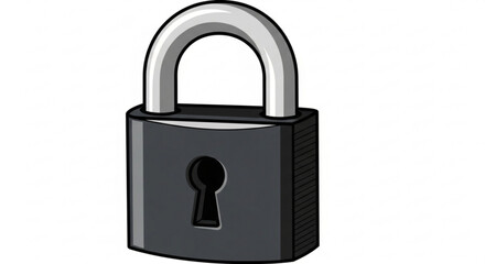 Naklejka premium Illustration of a closed padlock with a silver shackle and a keyhole on a white background