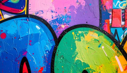 Vibrant street art mural detail