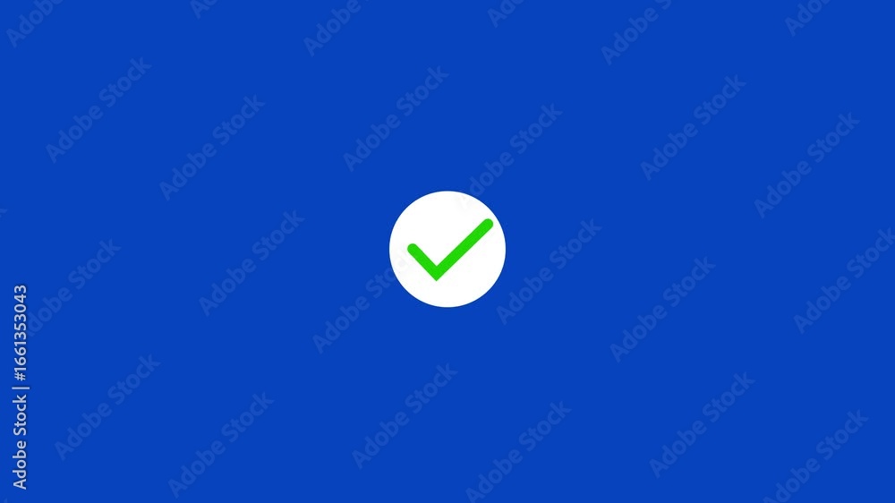 Poster ball moving animation with check mark animation icon tick sign accept select confirm correct agree a