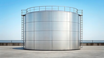 Large metallic cylindrical storage structure industrial