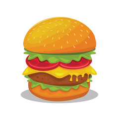 Burger vector set. Set of fast food illustration. Hamburger vector illustration. Fast Food Icons Set. Burger illustration. cheese burger illustration