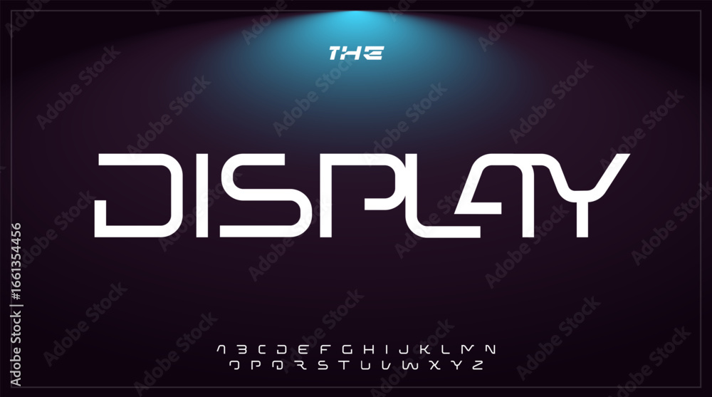 Poster font futuristic alphabet, minimal techno letters, abstract digital logo font with cyberpunk interfac
