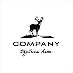 Deer standing on the side of the creek with classic style design