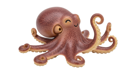 Isolated Cartoon Happy Octopus