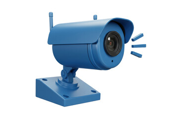 Isolated Blue CCTV Security Camera for Surveillance and Monitoring