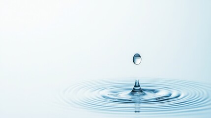 Water droplet falling creating ripples in studio setting