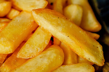 French fries in close-up. French fries are a gourmet treat.