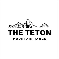 The Teton mountain range logo with classic style design