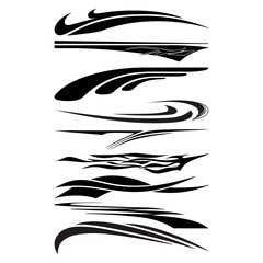 Abstract Racing Stripe Vector Collection, Black Vehicle Decal Set, Car and Motorcycle Graphics Design Pack