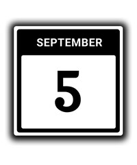 black calendar icon September month date 5