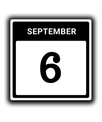 black calendar icon September month date 6