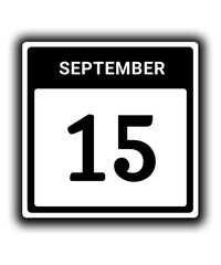 black calendar icon September month date 15