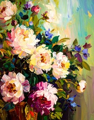 Vibrant floral still life painting