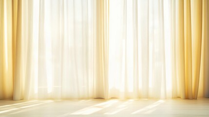 Obraz premium Sunlight streaming through sheer curtains in peaceful indoor setting