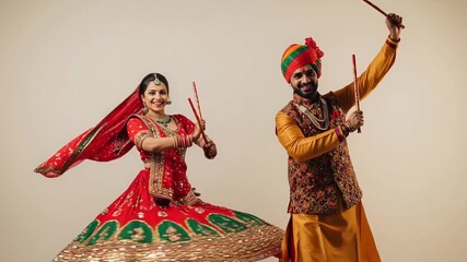 Traditional Dandiya Dance Celebration During Navratri Festival
