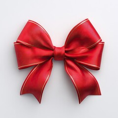 Red ribbon bow on a white background