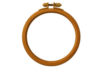 Wooden embroidery hoop featuring brass adjustment mechanism, positioned against transparent backdrop for needlework crafting preparation