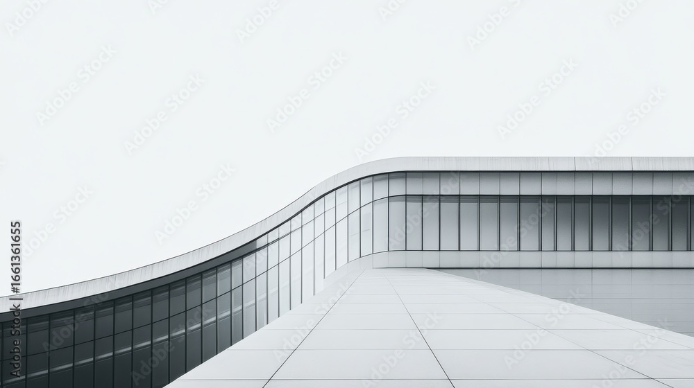 Poster modern curved architecture building in urban setting