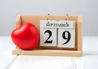 Red heart next to a flip calendar showing september 29