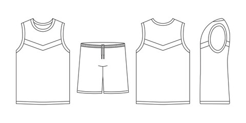 T-shirt flat basketball template jersey mockup outline isolated sport background clothing tee flat sketch © LAB