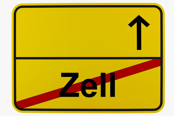 Naklejka premium Illustration eines Ortsausgangsschildes von Zell in Baden-Württemberg 