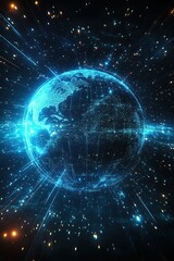 Fototapeta premium Global network communication background. Concept of high-speed internet technology or fast wireless data transfer