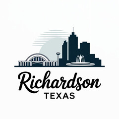 Obraz premium Richardson Skyline Silhouette — A Thriving North Texas Telecom Hub Vector Illustration