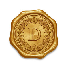Golden Seal with Letter D | Luxury Design, Emblem Logo, Gold Texture, Corporate Branding, Vintage Style