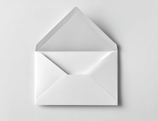 Open white envelope on a light gray surface (1)