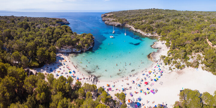 Panoramic of Cala Turqueta beach, Menorca, Spain