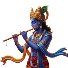 Krishna playing flute isolated on transparent background transparent background