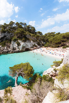 Cala Macarelleta beach at daytime, Menorca, Spain