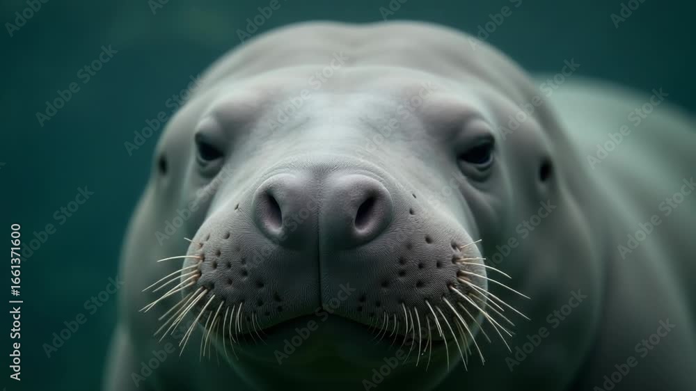 Poster a close-up image of a seal's face with distinctive features