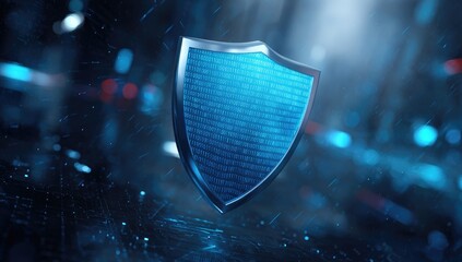 Digital shield, abstract, city lights