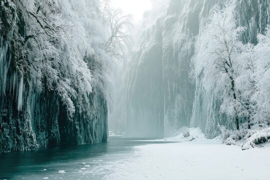 Frozen winter canyon - Powered by Adobe