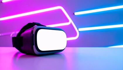 Fototapeta premium Virtual Reality Headset Immersive Tech in Neon Glow