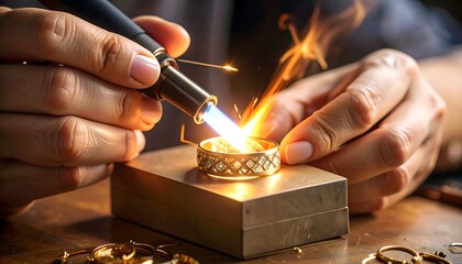 Crafting elegance: A skilled artisan shaping precious metals with precision torchwork