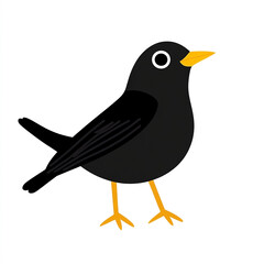 Obraz premium Simple Blackbird Illustration with Bold Yellow Accents