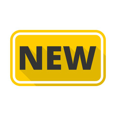 New label with long shadow icon isolated on transparent background