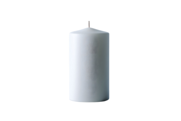 Elegant white candle shines against a stark transparent background, showcasing purity