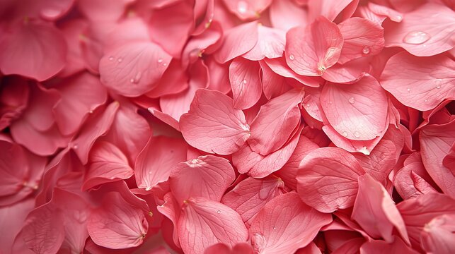Delicate pink petals with water droplets evoke romance and natural beauty