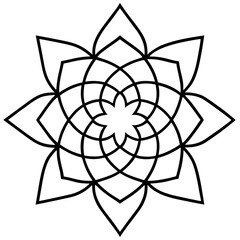 Geometric Flower Mandala Line Art