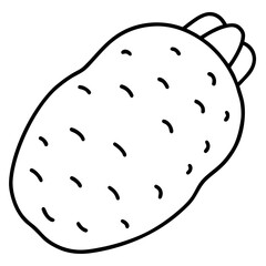 Simple line drawing of a potato with eyes