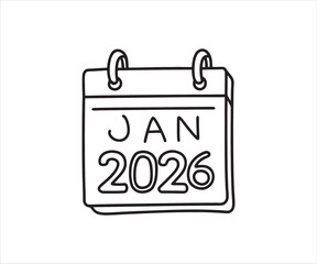 January 2026 Calendar Page Illustration Depicting Upcoming Year and Month Reminders for Planning and Scheduling Events in the Future