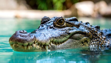 Obraz premium Young crocodile close up in water