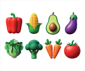 Vibrant Assortment of Cartoon Vegetables for Healthy Eating and Nutrition Concepts a Colorful Collection