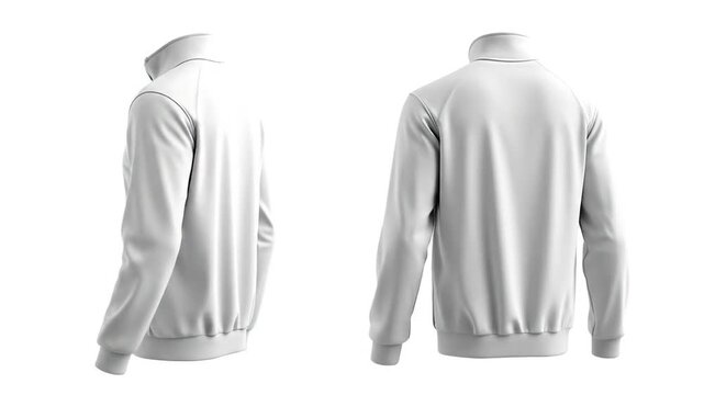 White Technical Jacket Displayed from Front and Back with Smooth Fabric and Modern Design